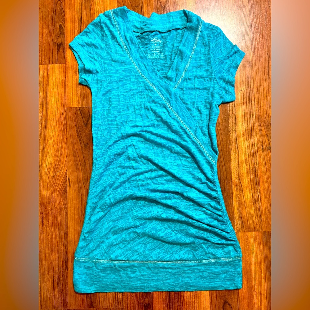 NWOT Turquoise Vanity Wrap Top, S
